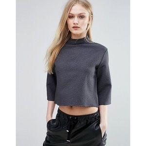 ADPT Rhona 3/4 sleeve textured crop top